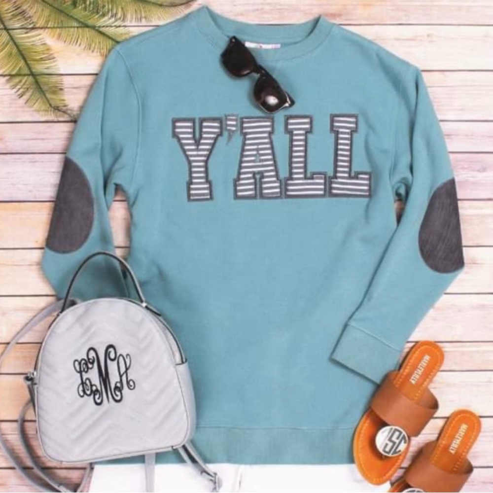 Stylish Teal Sweatshirt with Elbow Patches